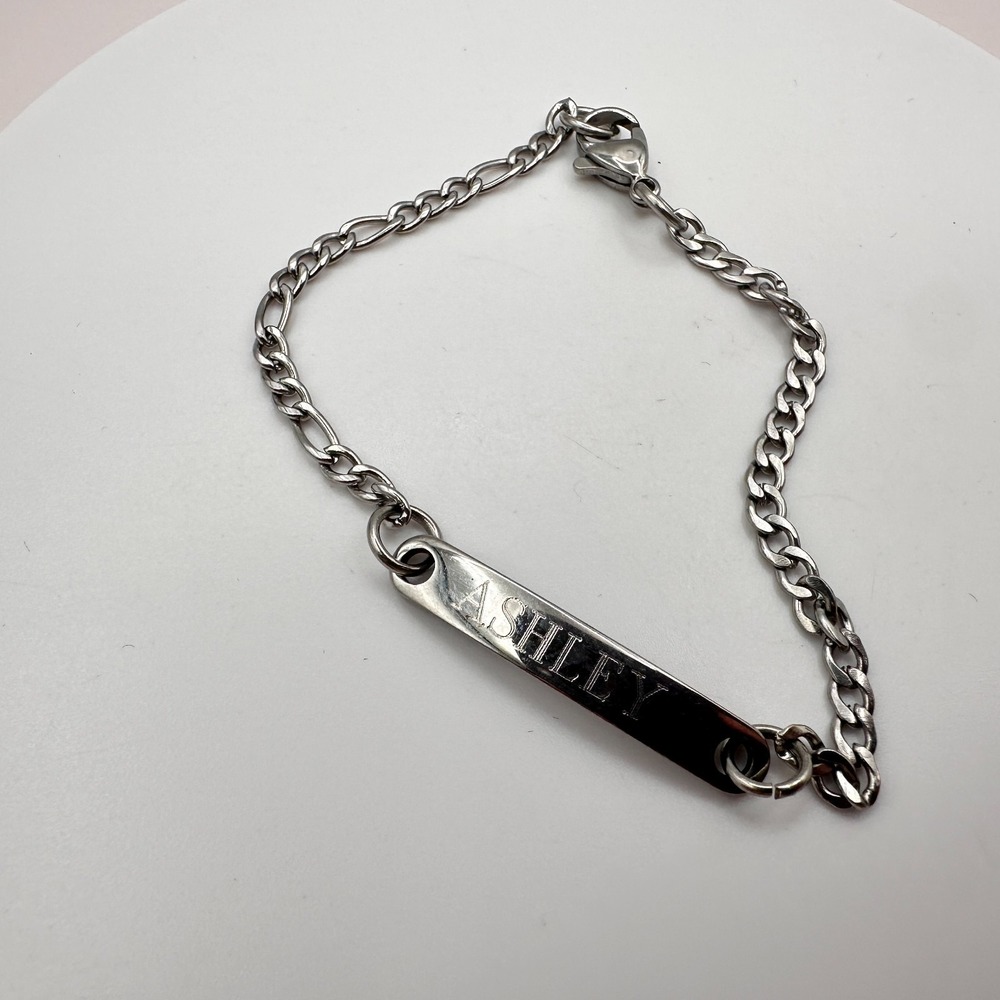 Vintage 90s Ashley Silver Tone Link Bracelet Women's Y2K Fashion Jewelry